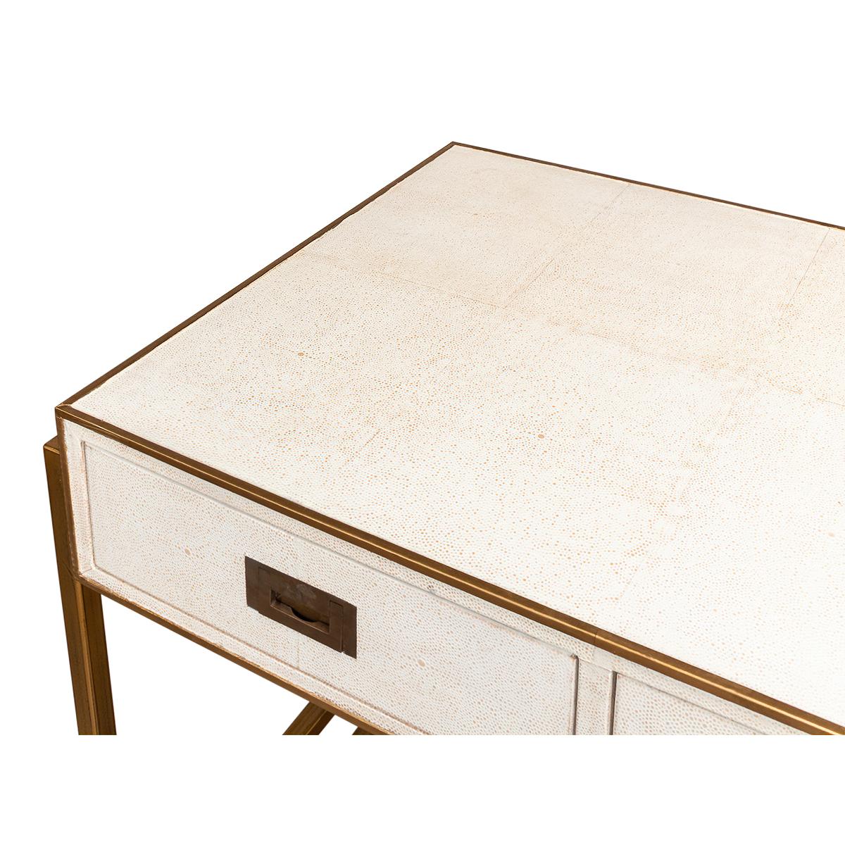 Modern Osprey White Embossed Leather Desk In New Condition In Westwood, NJ