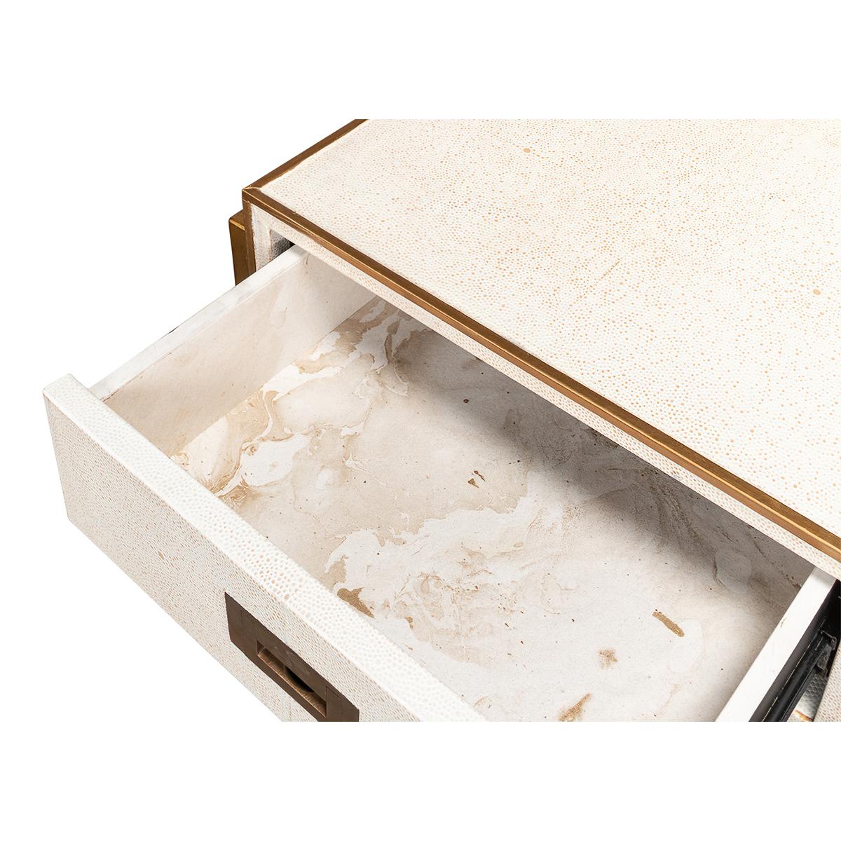 Modern Osprey White Embossed Leather Desk 2