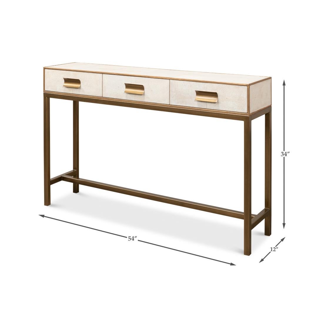 Modern Osprey White Leather Wrapped Console For Sale 4