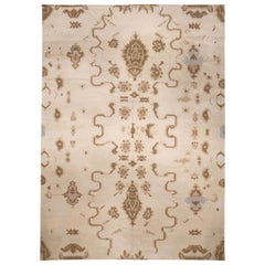 Tappeto moderno Oushak Design in lana fatta a mano beige e marrone di Doris Leslie Blau