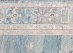 Modern Oushak Design in Silver, Light Gray, Taupe, Aqua and Sea-Foam Colors