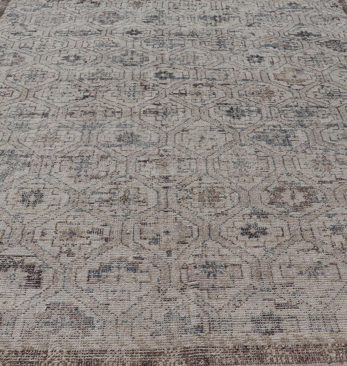 Moderne Oushak Distressed Teppich mit Sub-Geometrische Design 9'0