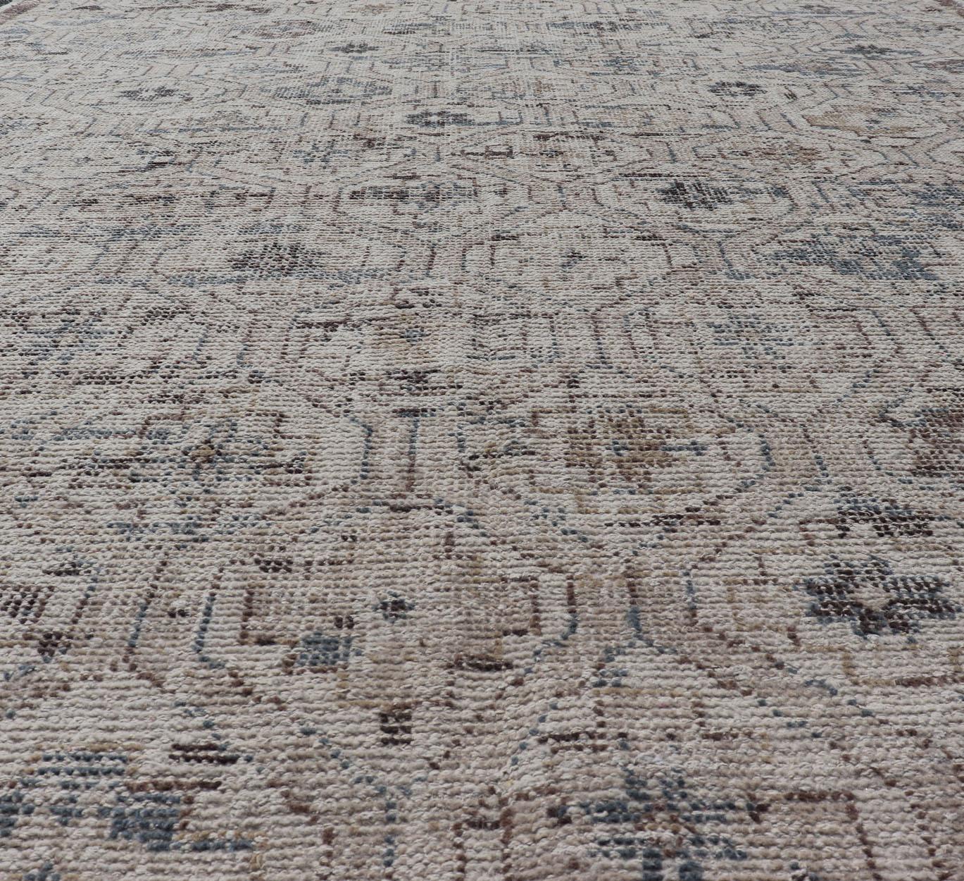 Moderne Oushak Distressed Teppich mit Sub-Geometrische Design 9'0