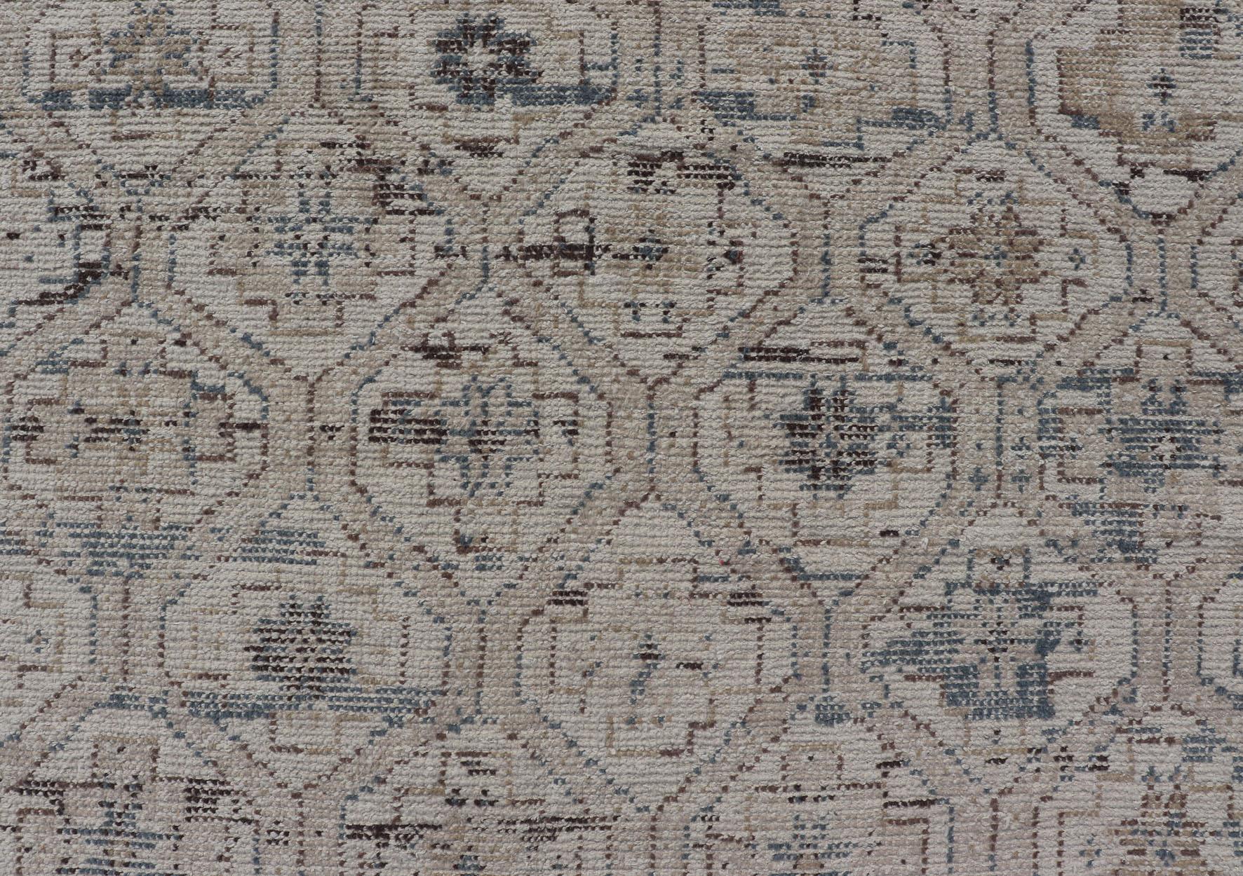 Moderne Oushak Distressed Teppich mit Sub-Geometrische Design 9'0