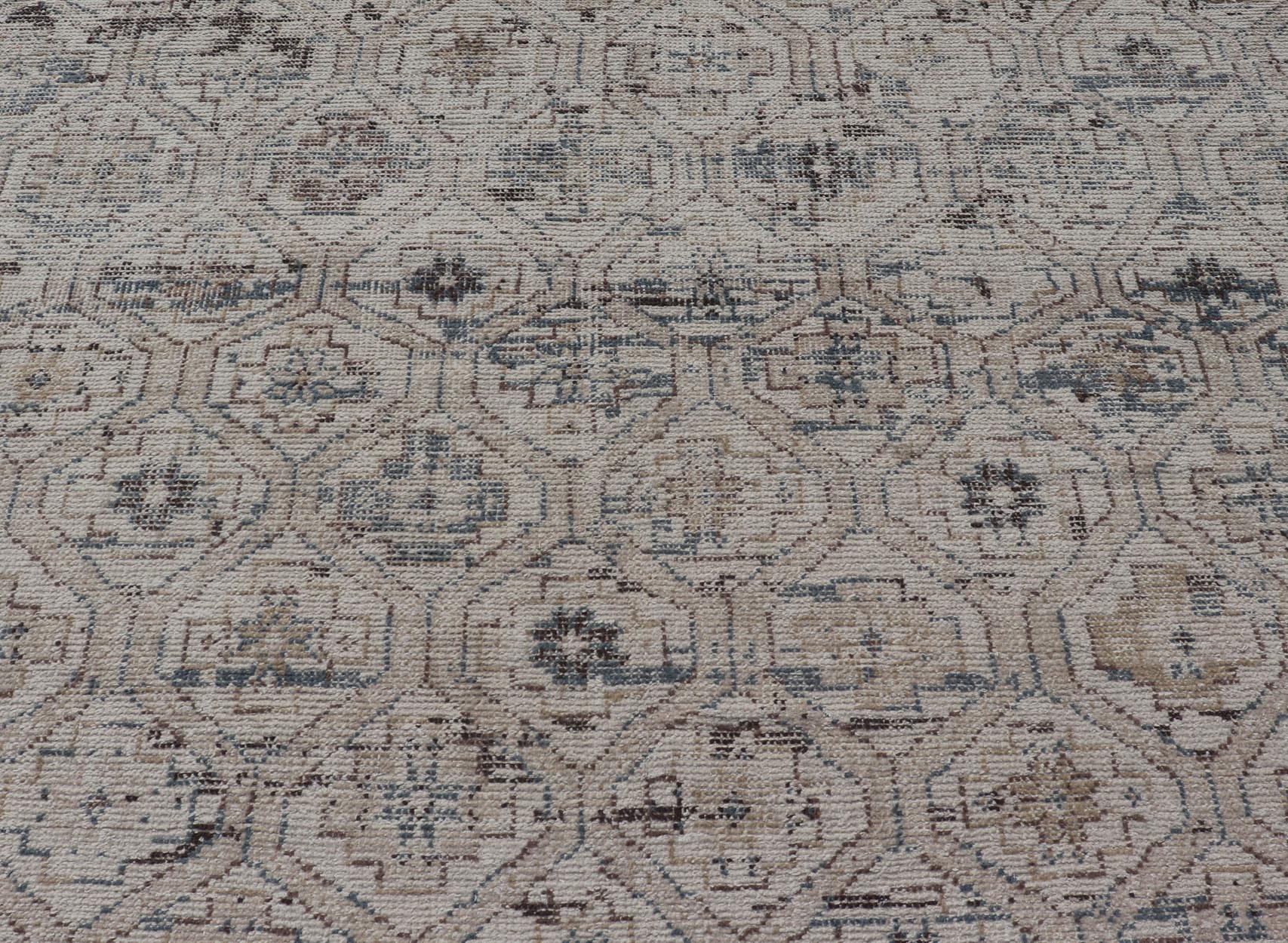 Moderne Oushak Distressed Teppich mit Sub-Geometrische Design 9'0