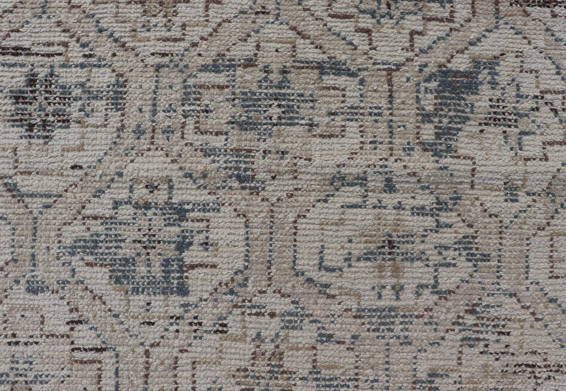 Moderne Oushak Distressed Teppich mit Sub-Geometrische Design 9'0