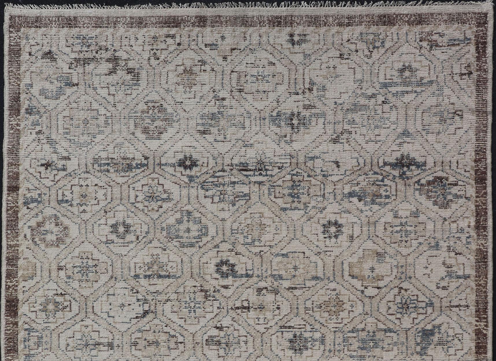 Moderne Oushak Distressed Teppich mit Sub-Geometrische Design 9'0
