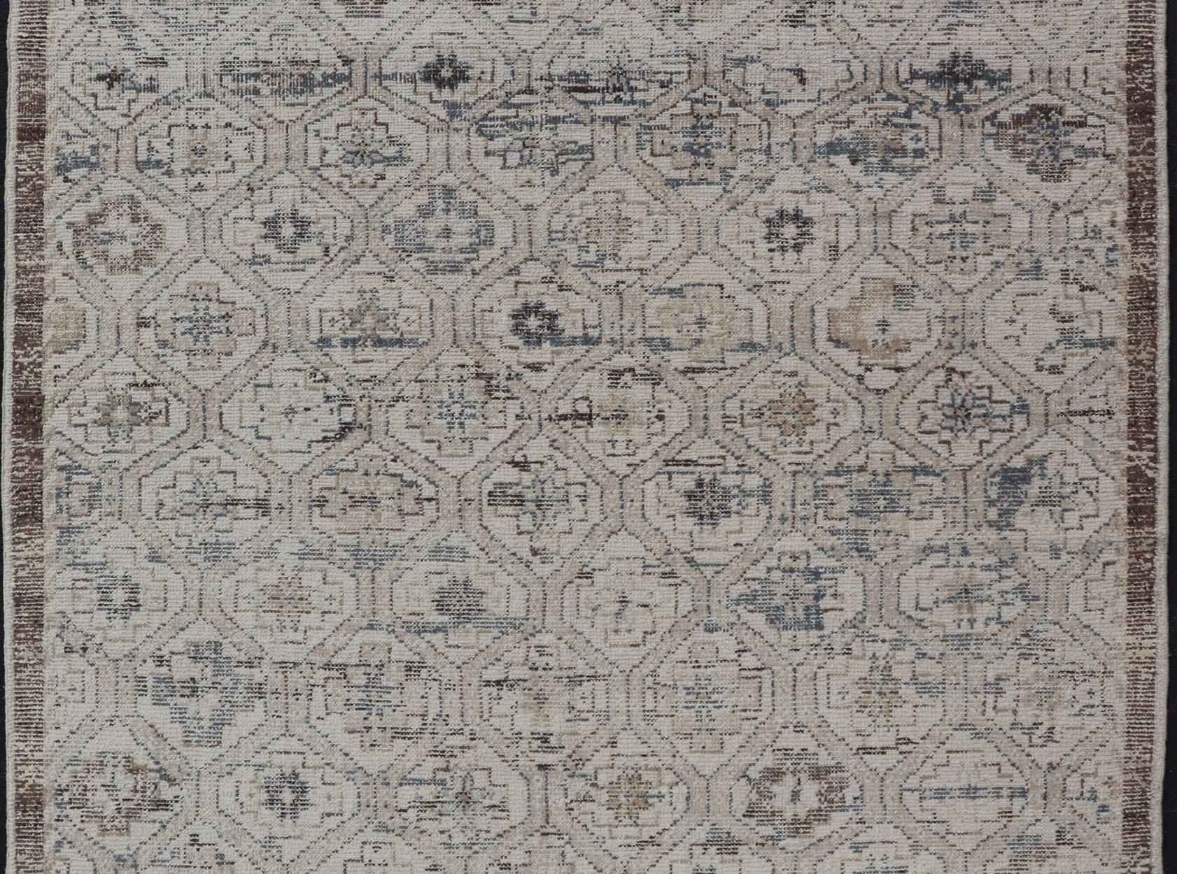 Moderne Oushak Distressed Teppich mit Sub-Geometrische Design 9'0