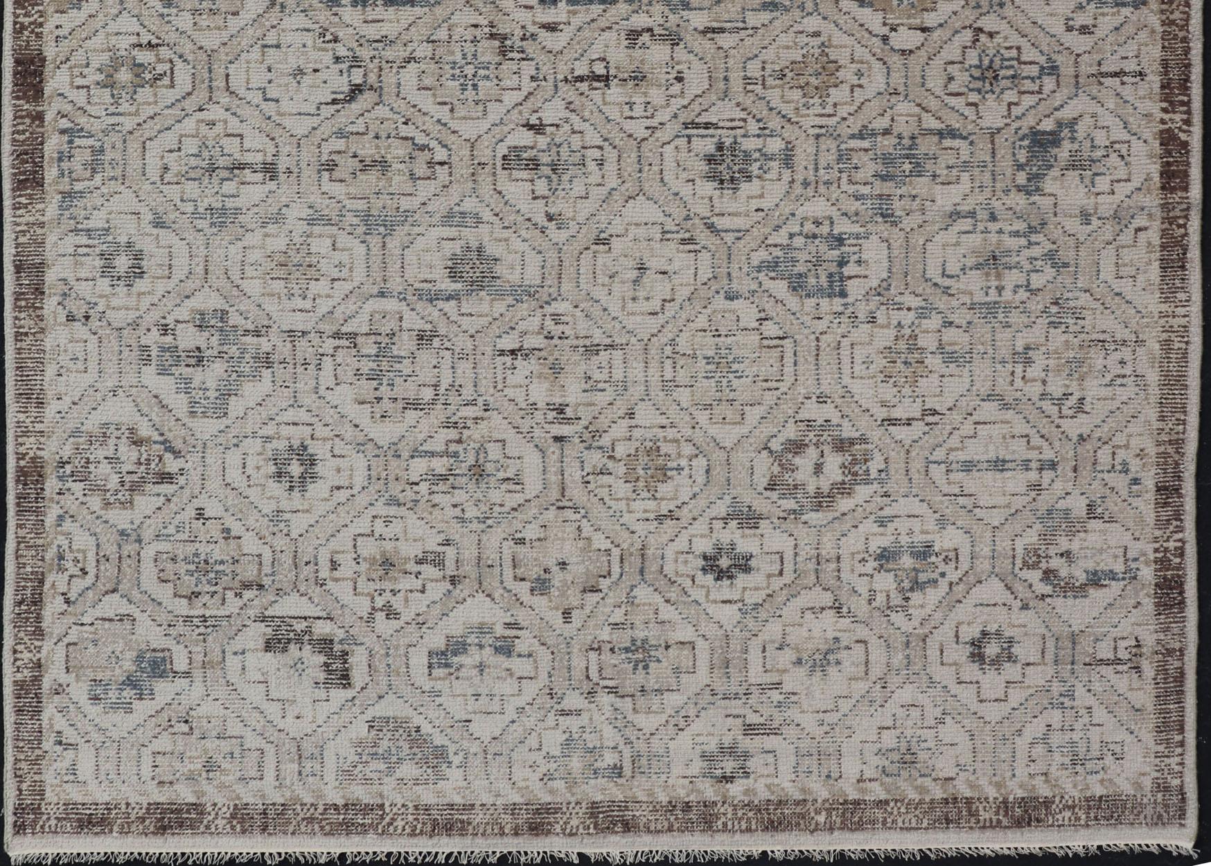 Moderne Oushak Distressed Teppich mit Sub-Geometrische Design 9'0