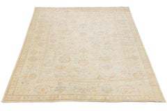 Modern Oushak Hand-Knotted Wool Rug – Muted Pastel Floral Design 14x17