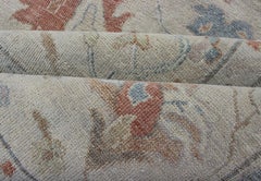 Modern Oushak Muted Rug by Keivan Woven Arts in Coral and Light Blue