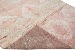 Modern Oushak Peach Handmade Geometric Medallion Pattern Wool Rug