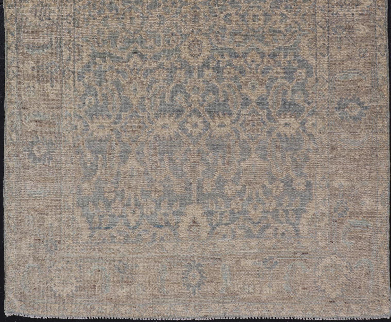 Modern Oushak Rug in All-Over Floral Motifs In New Condition For Sale In Atlanta, GA