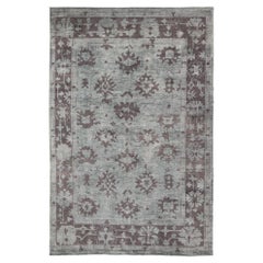 Moderner Oushak-Teppich aus Wolle mit subgeometrischem Design in Grün und Braun 9
3 x 13