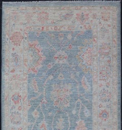 Keivan Woven Arts Oushak Rug With Light Blue Field 2'11 X 5'8