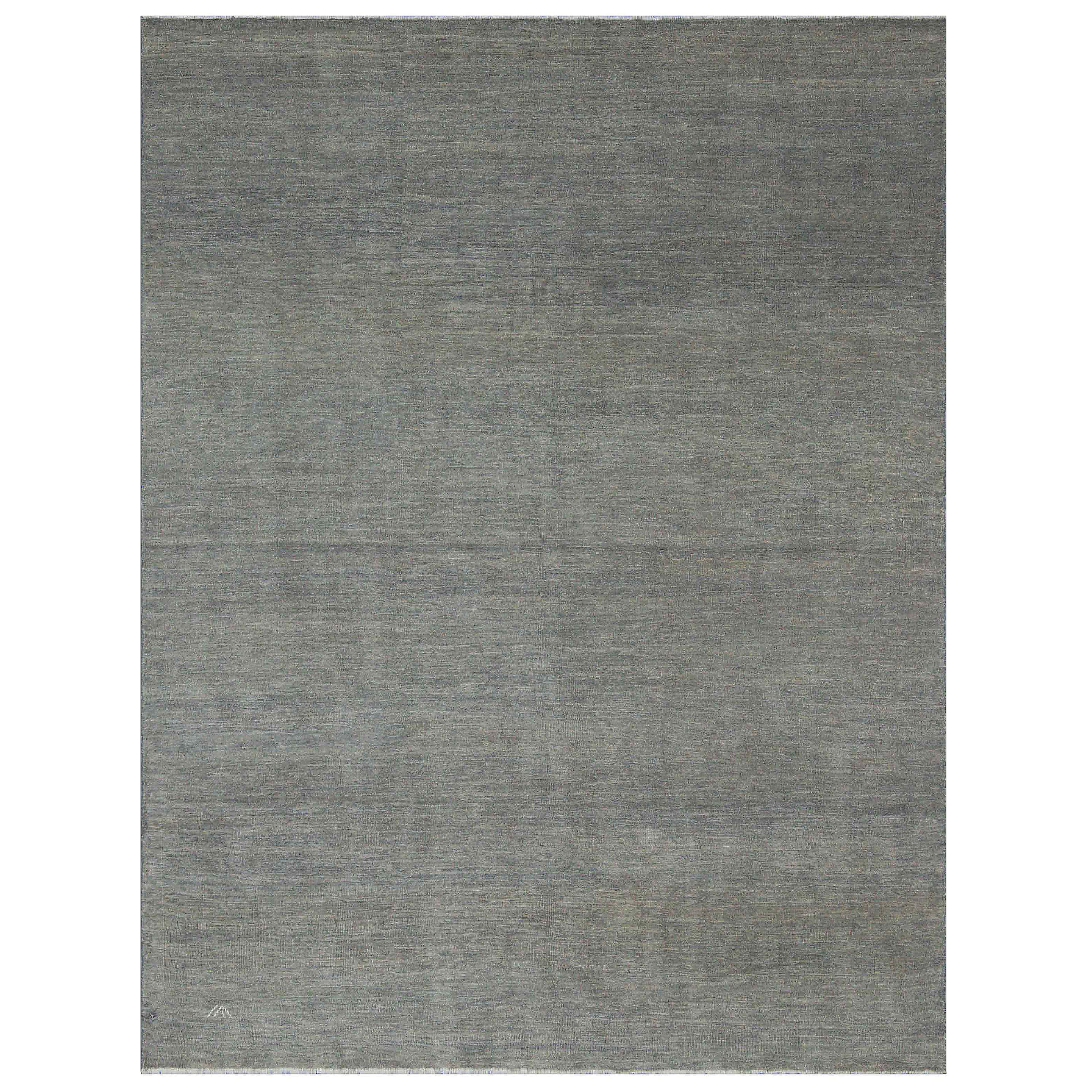 Modern Oushak Rug with Unique ‘Invisible’ Floral Details in Gray on Beige Field