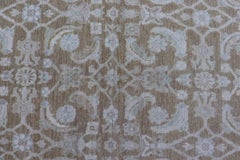 Modern Oushak Rug with Warm Taupe Base and Ivory Accents 5'1 x 7'7