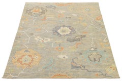Modern Oushak Style Area Rug – Hand-Knotted Wool In Neutral Sage & Terracotta