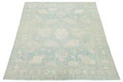 Moderner handgeknüpfter Wollteppich im Oushak-Stil - Meerschaum & Elfenbein 9x12