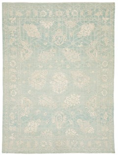 Moderner handgeknüpfter Wollteppich im Oushak-Stil - Meerschaum & Elfenbein 9x12