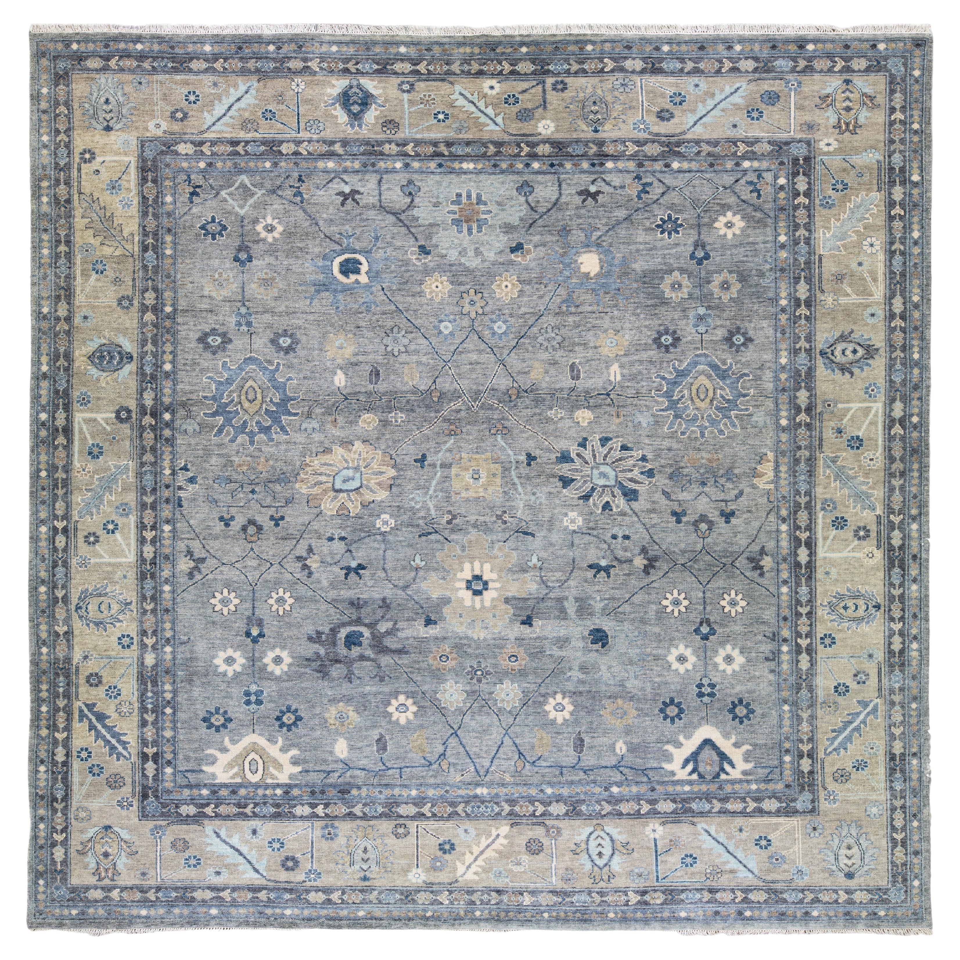 Glamorous Angora Wool Turkish Oushak Square Rug For Sale at 1stDibs