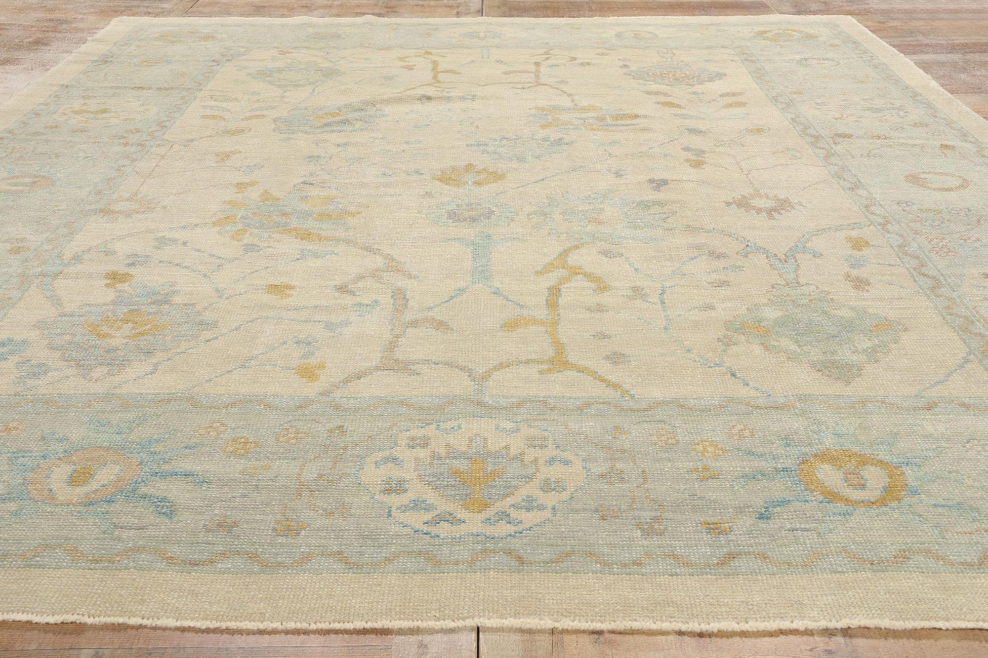 New Contemporary Organic Coastal Turkish Oushak Rug, 09'08 x 12'03 3
