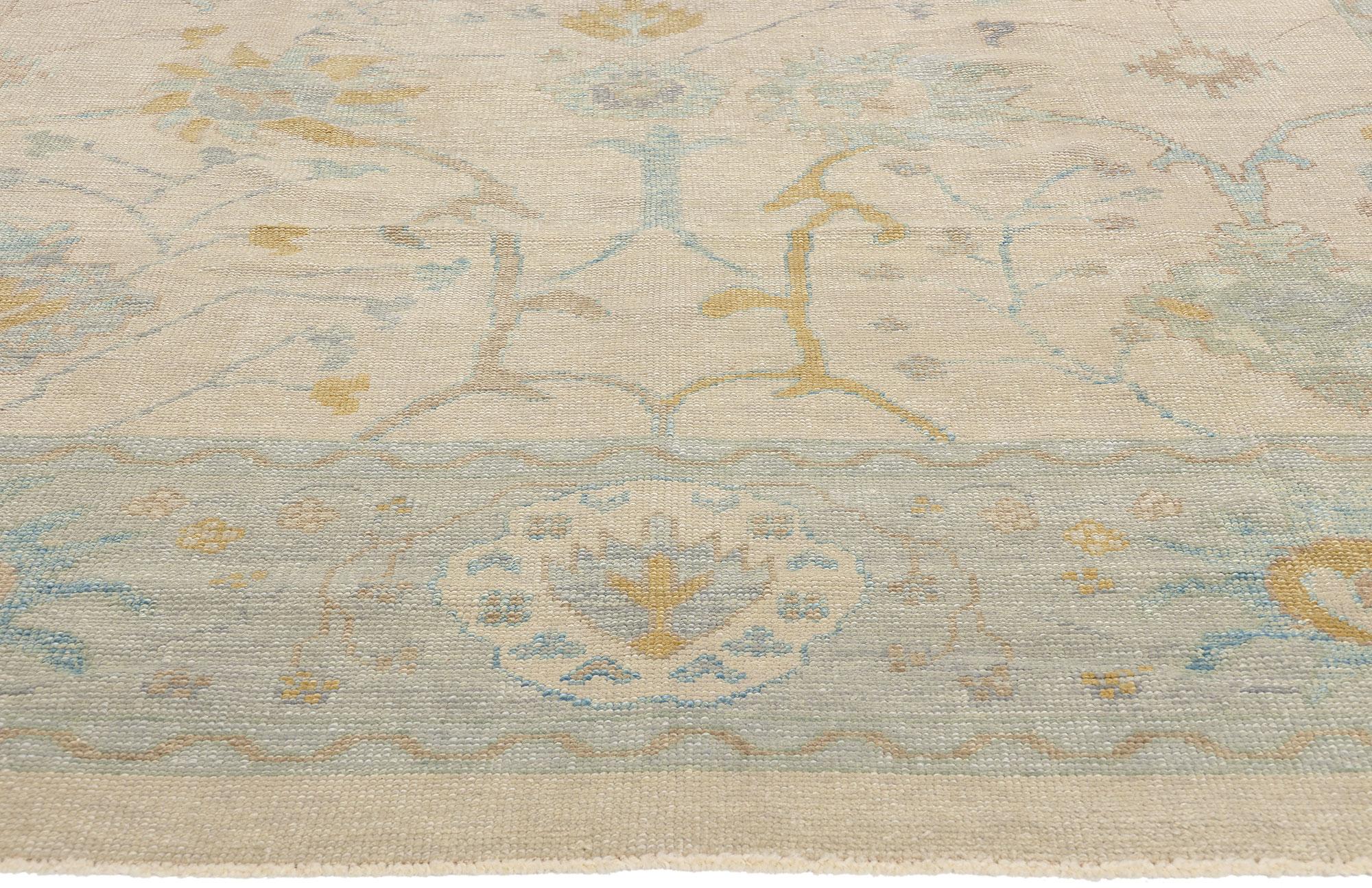 New Contemporary Organic Coastal Turkish Oushak Rug, 09'08 x 12'03 In New Condition In Dallas, TX