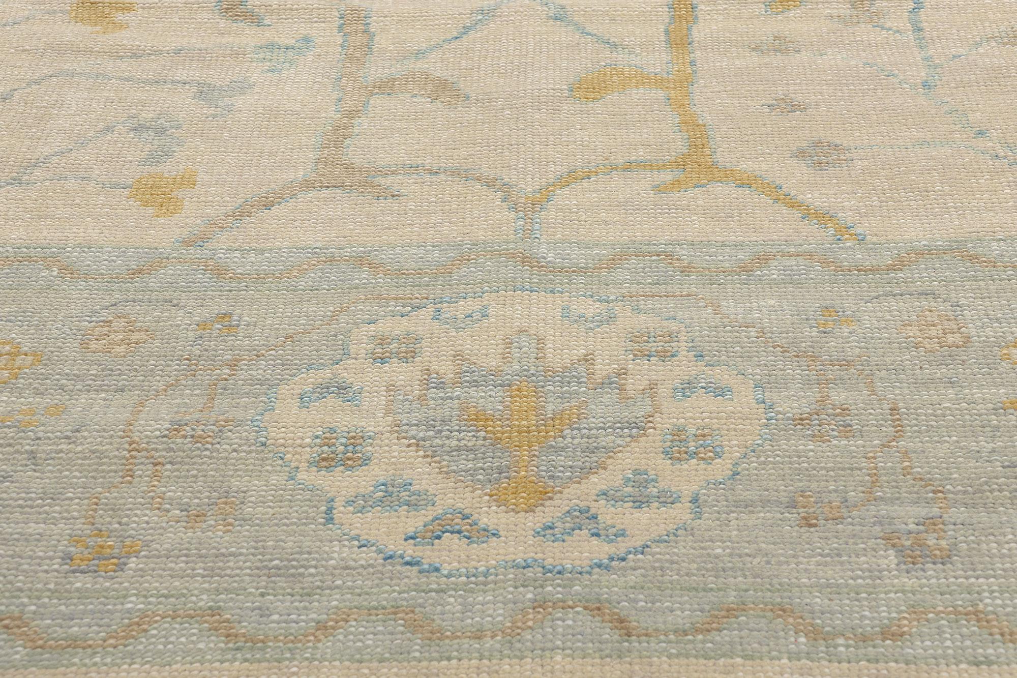 Wool New Contemporary Organic Coastal Turkish Oushak Rug, 09'08 x 12'03