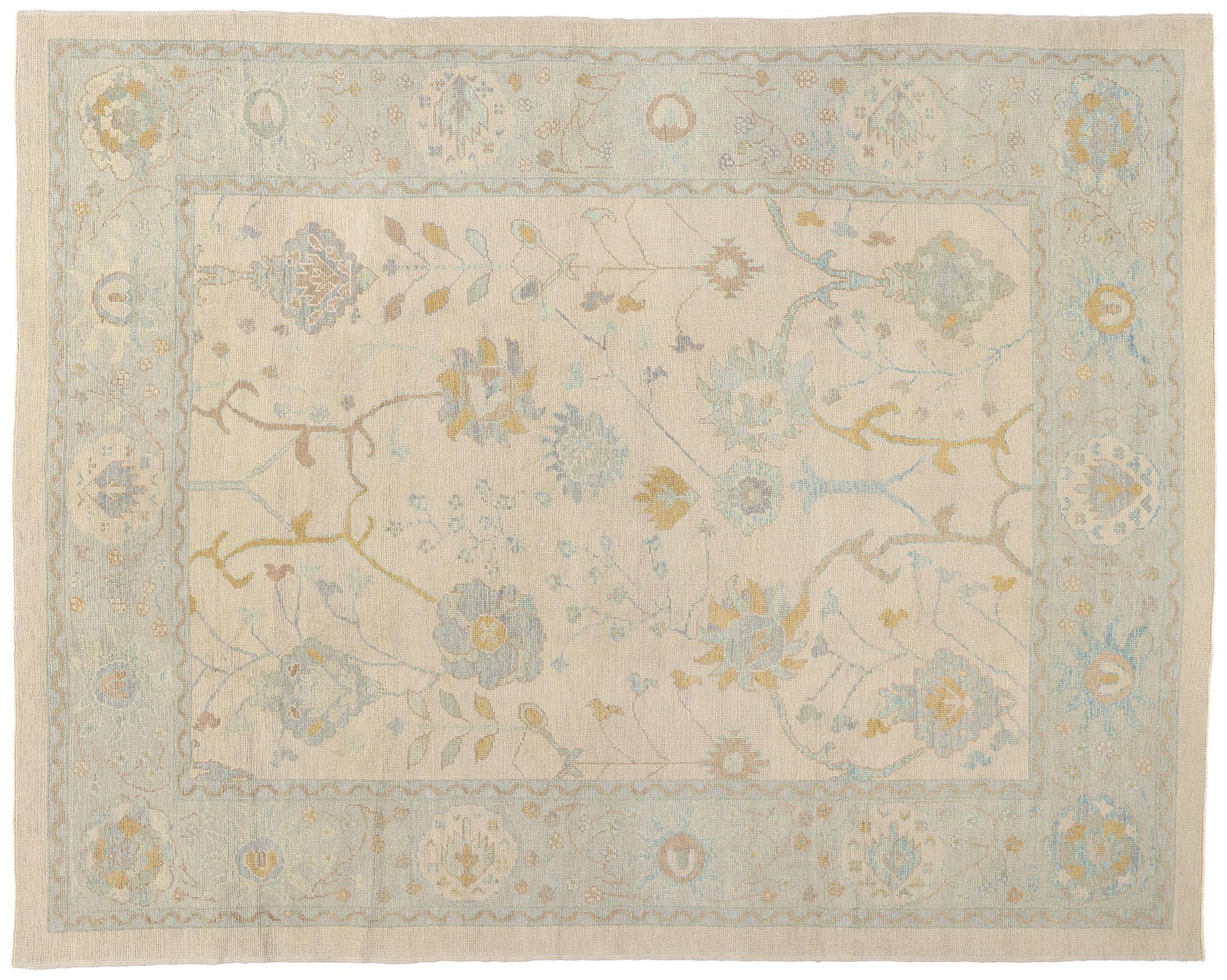 New Contemporary Organic Coastal Turkish Oushak Rug, 09'08 x 12'03 5