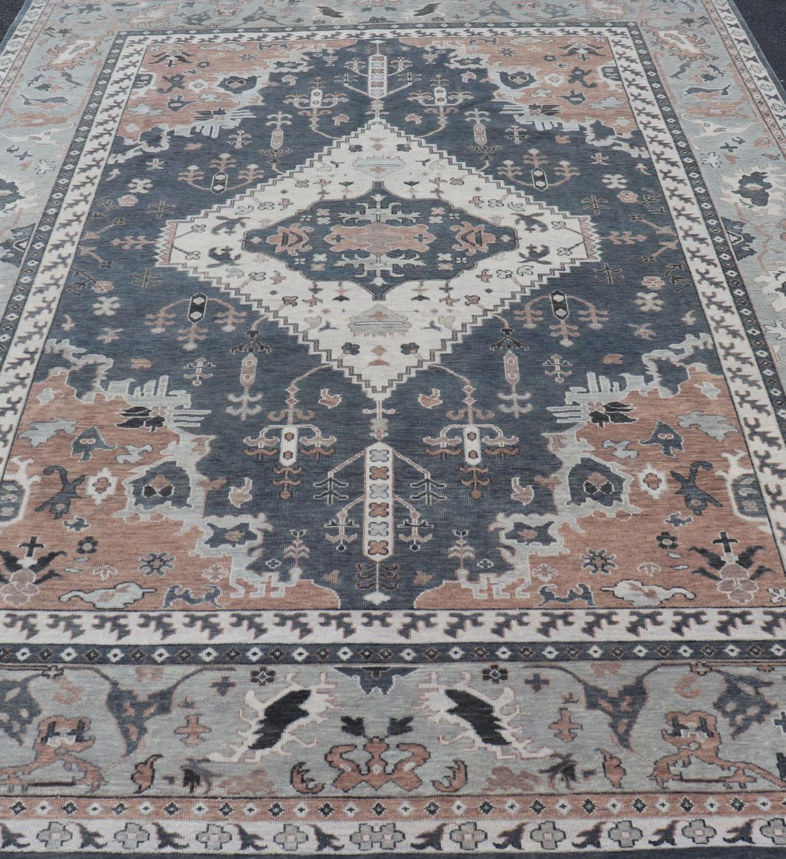Oushak moderno con design botanico di Keivan Woven Arts in vendita 6