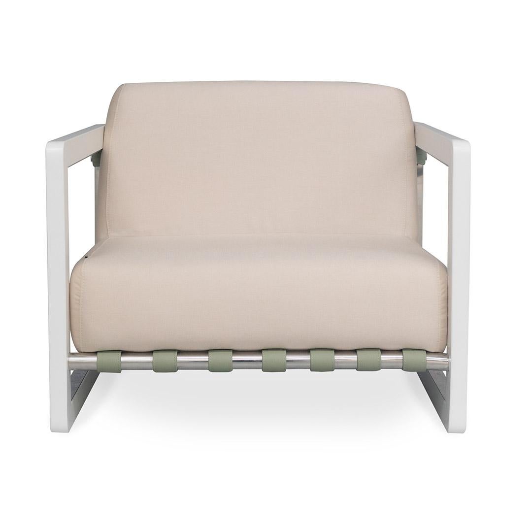 Contemporary Beige Stainless Steel Outdoor Chair with Waterproof Fabric For Sale