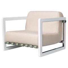 Chaise d'extérieur beige en acier inoxydable avec tissu imperméable