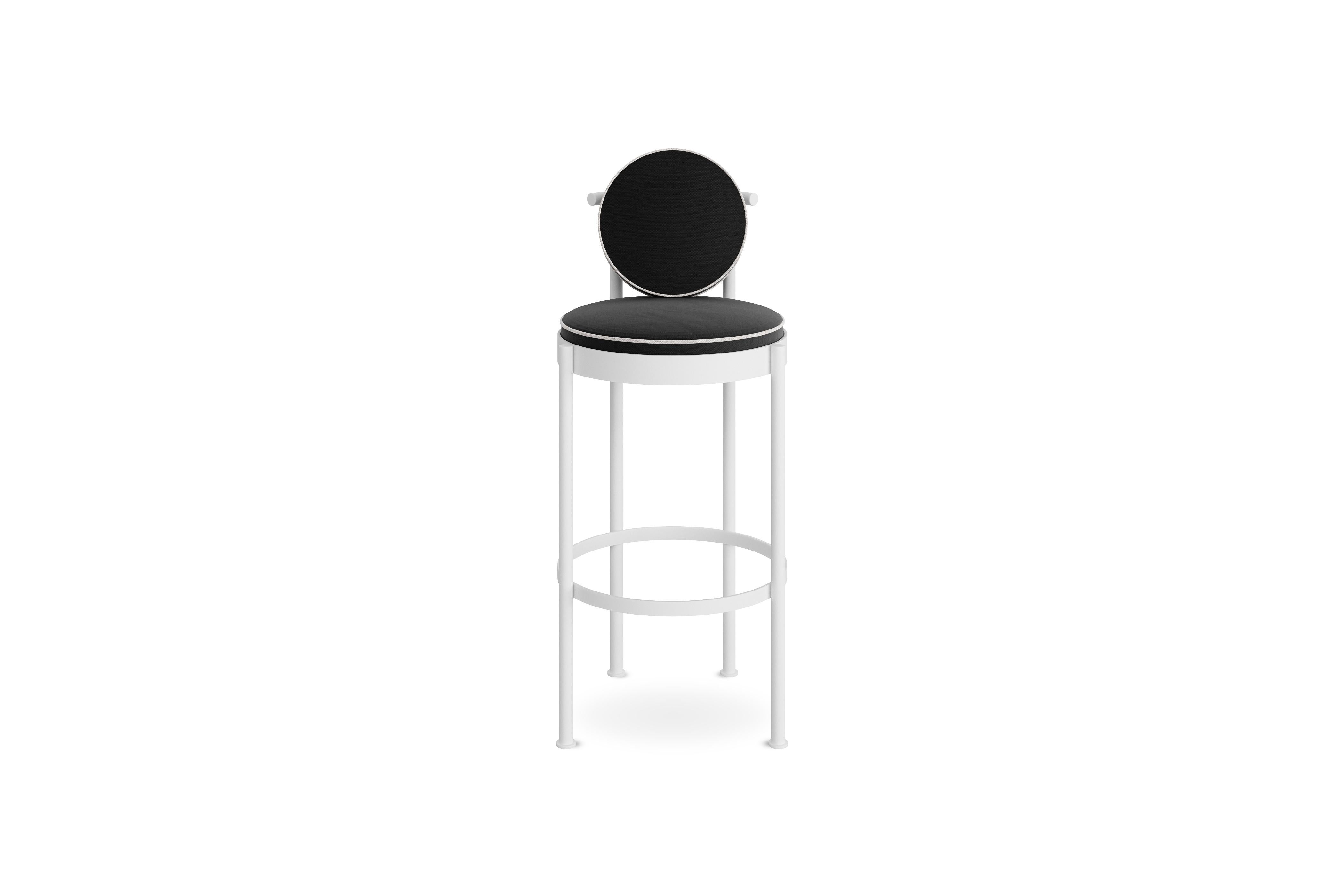 Schwarzer Barsessel für den Außenbereich mit Gestell aus schwarzem Edelstahl und wasserdichtem Stoff (Moderne) im Angebot