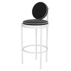 Black Outdoor Bar Chair with Black Stainless Steel Frame and Waterproof Fabric