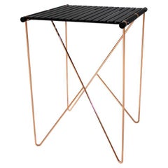 Outdoor Bar Table with Black Top Stainless Steel and Gold Plated Legs