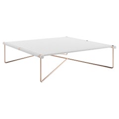 Table basse d'extérieur moderne en acier inoxydable avec pieds métalliques