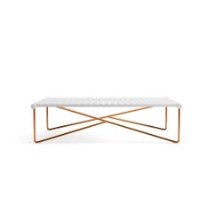 Outdoor-Tisch in lackiertem Weiß mit vergoldeten Beinen und vergoldeten Beinen