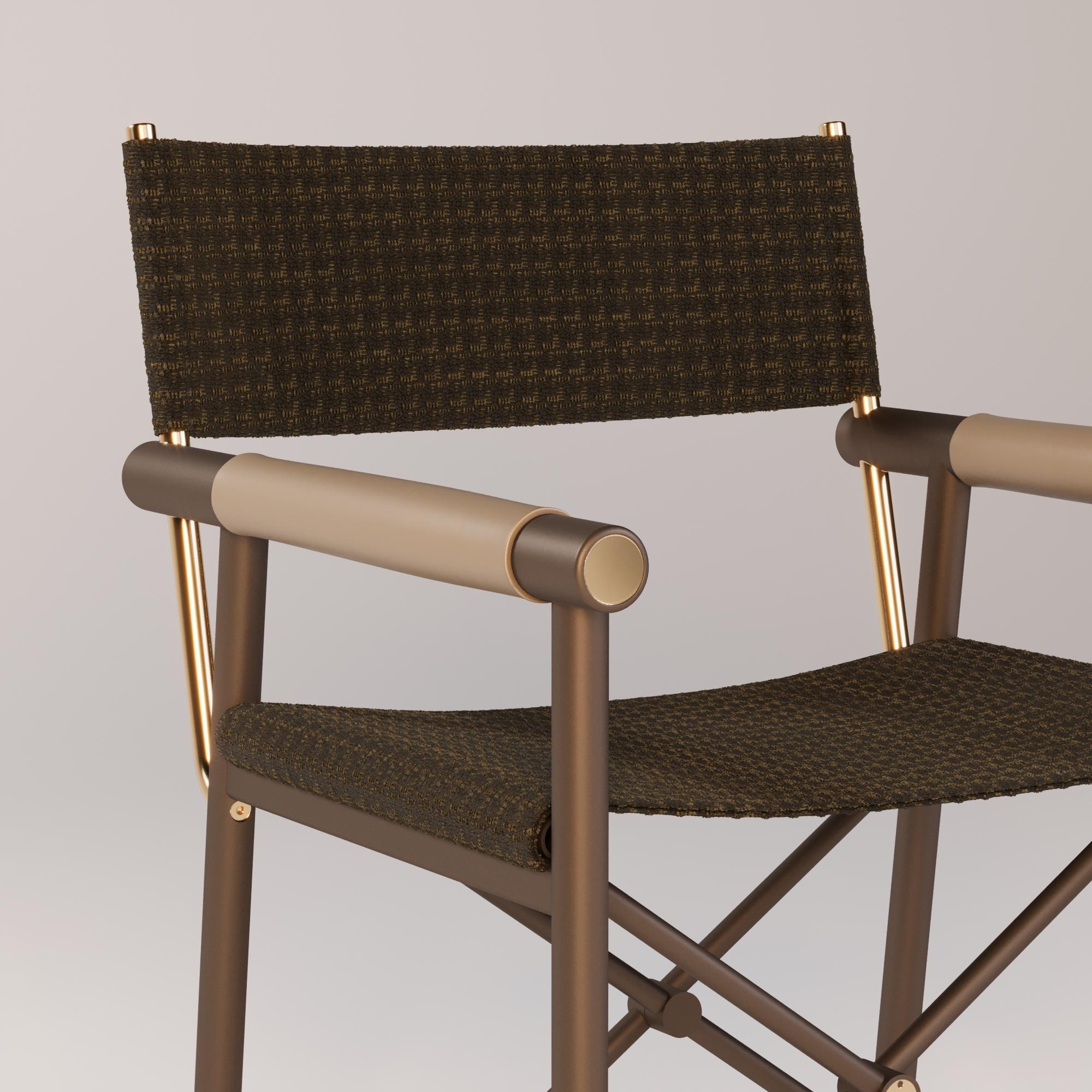 Silla moderna de exterior con tejido impermeable marrón Moderno en venta