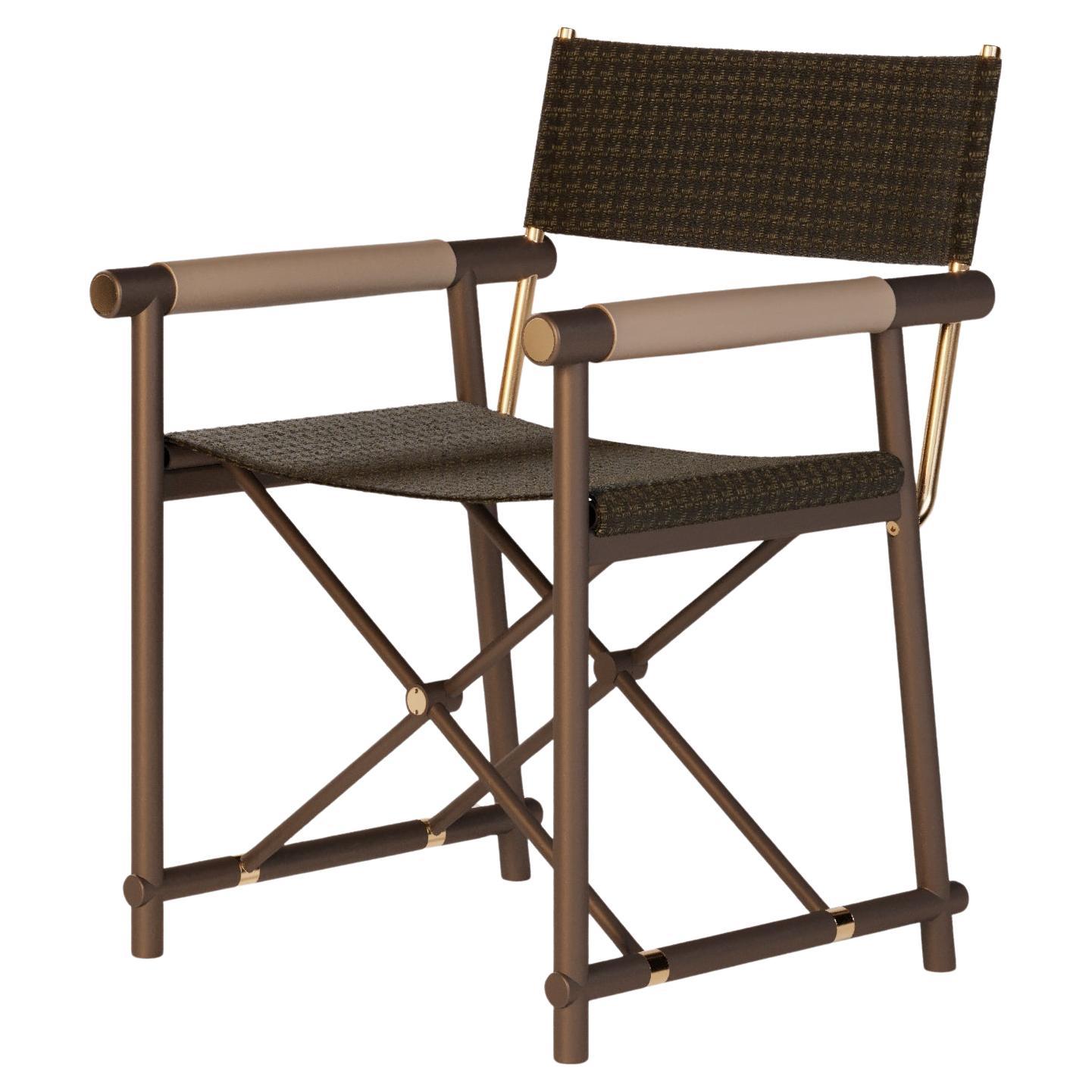 Silla moderna de exterior con tejido impermeable marrón