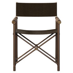 Silla moderna de exterior con tejido impermeable marrón