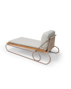 Modern Outdoor Chaise Lounge with Cushion, Beige and Brown Patio Pool Chair