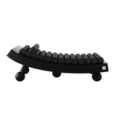 Modern Curved Daybed Lounge Chair Upholstered Black Fabric