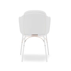 Waterproof Dining Chair with Full White Upholstery White Legs and Gold details