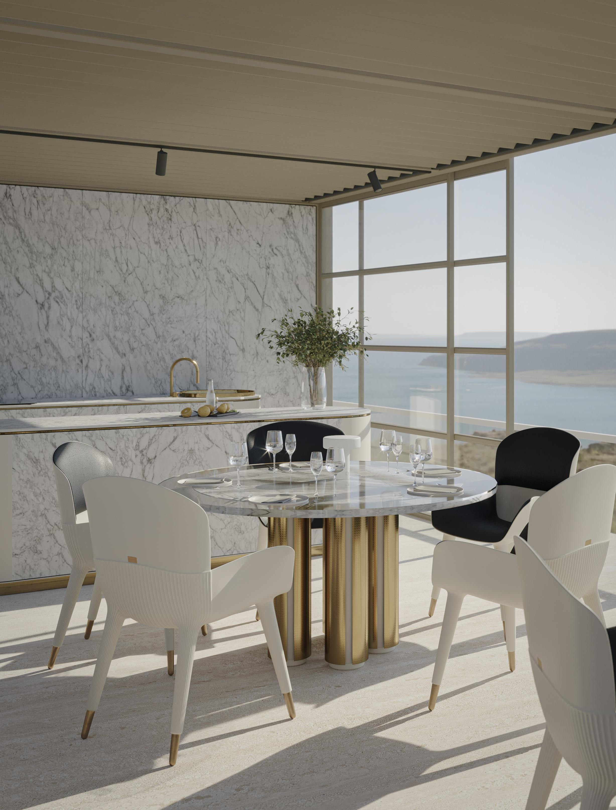 Modern Outdoor Dining Armchair mit Leder  im Zustand „Neu“ im Angebot in Santo Tirso, PT