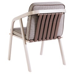Modern Outdoor Dining Chair with Beige Leather Belts