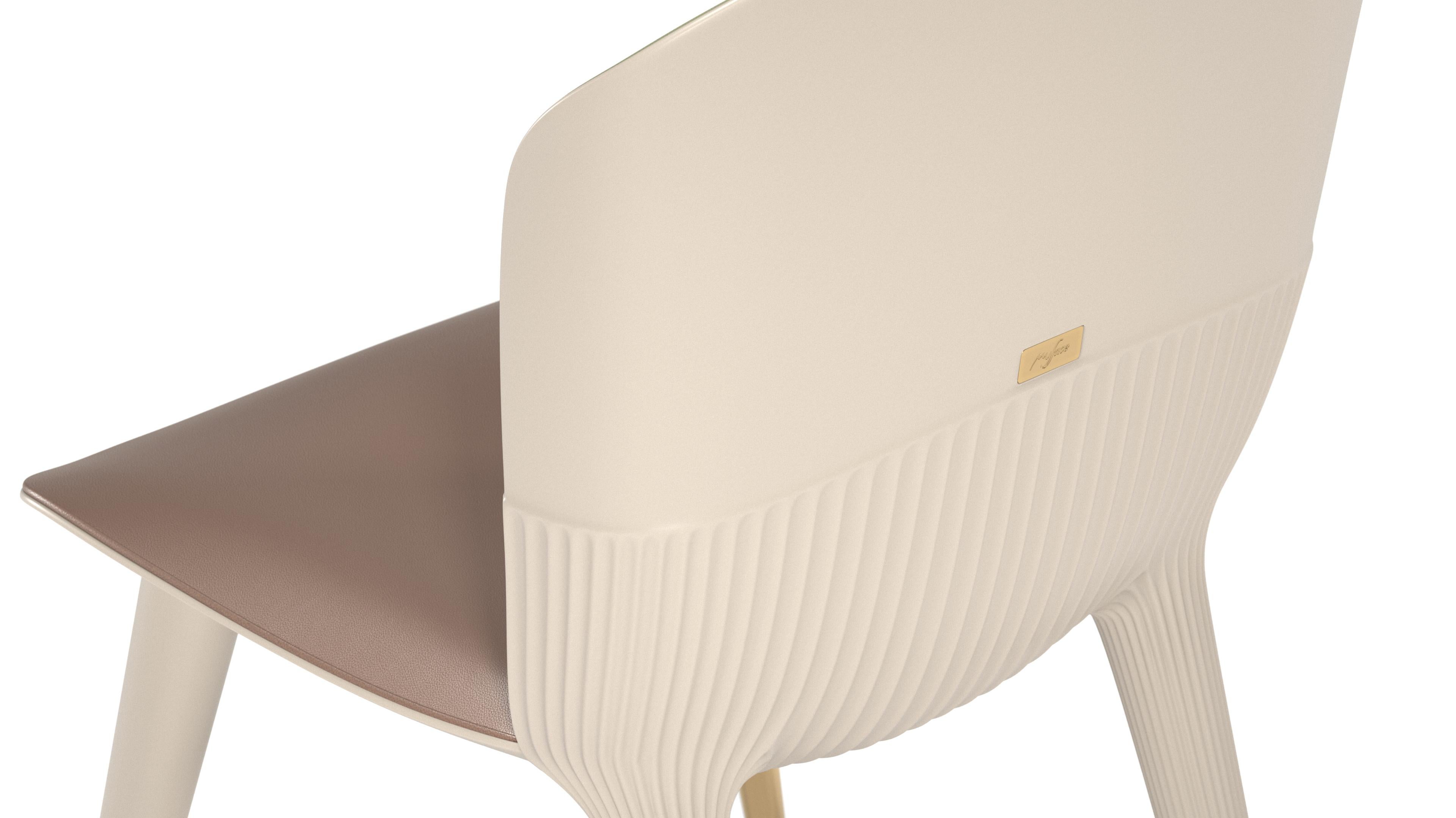 Eleanor Dining Chair 

The Eleanor dining chair is a piece whose starting point is comfort and functionality. Its simple design, feminine curves, and undulating texture highlight and enrich its key points - legs, backrest and seat. The final touch
