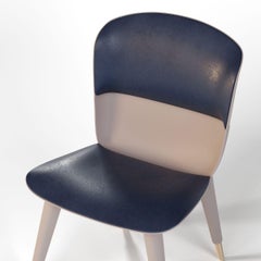 Contemporary Outdoor Dining Chair in Cream Fiberglass with Leather