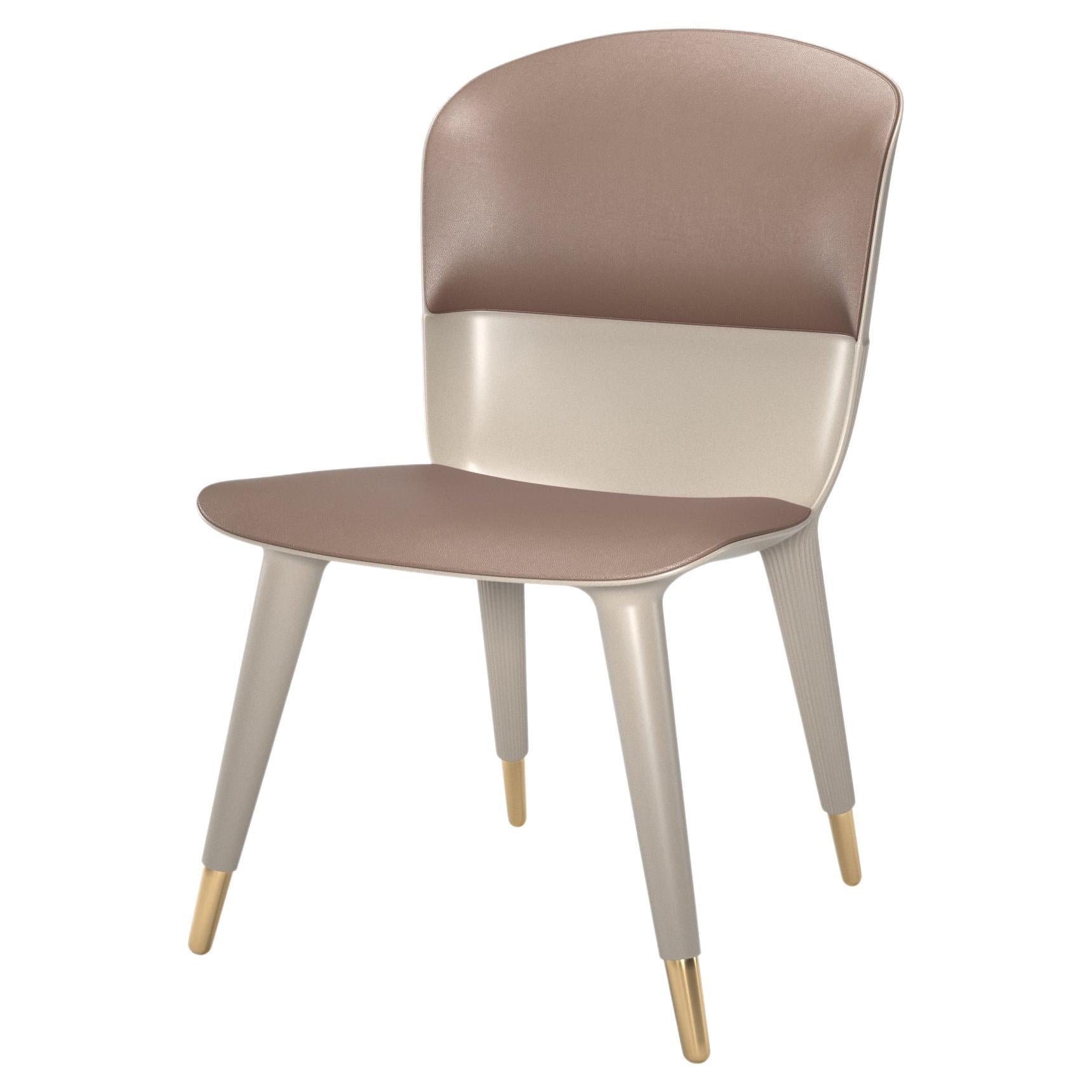 Modern Outdoor Dining Chair with brown Leather 