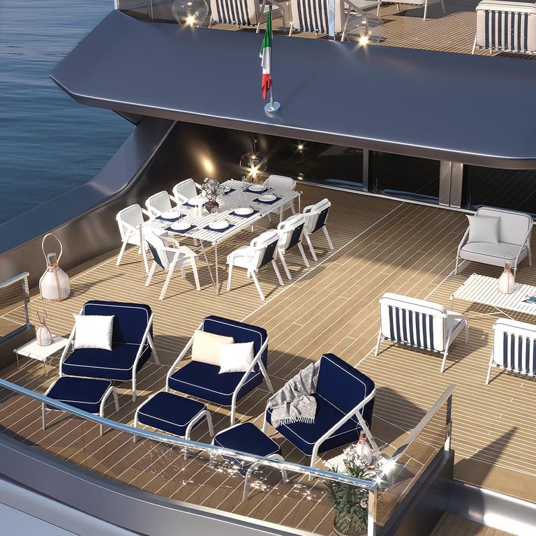 Modern Stainless Steel Outdoor Dining Table For Sale at 1stDibs