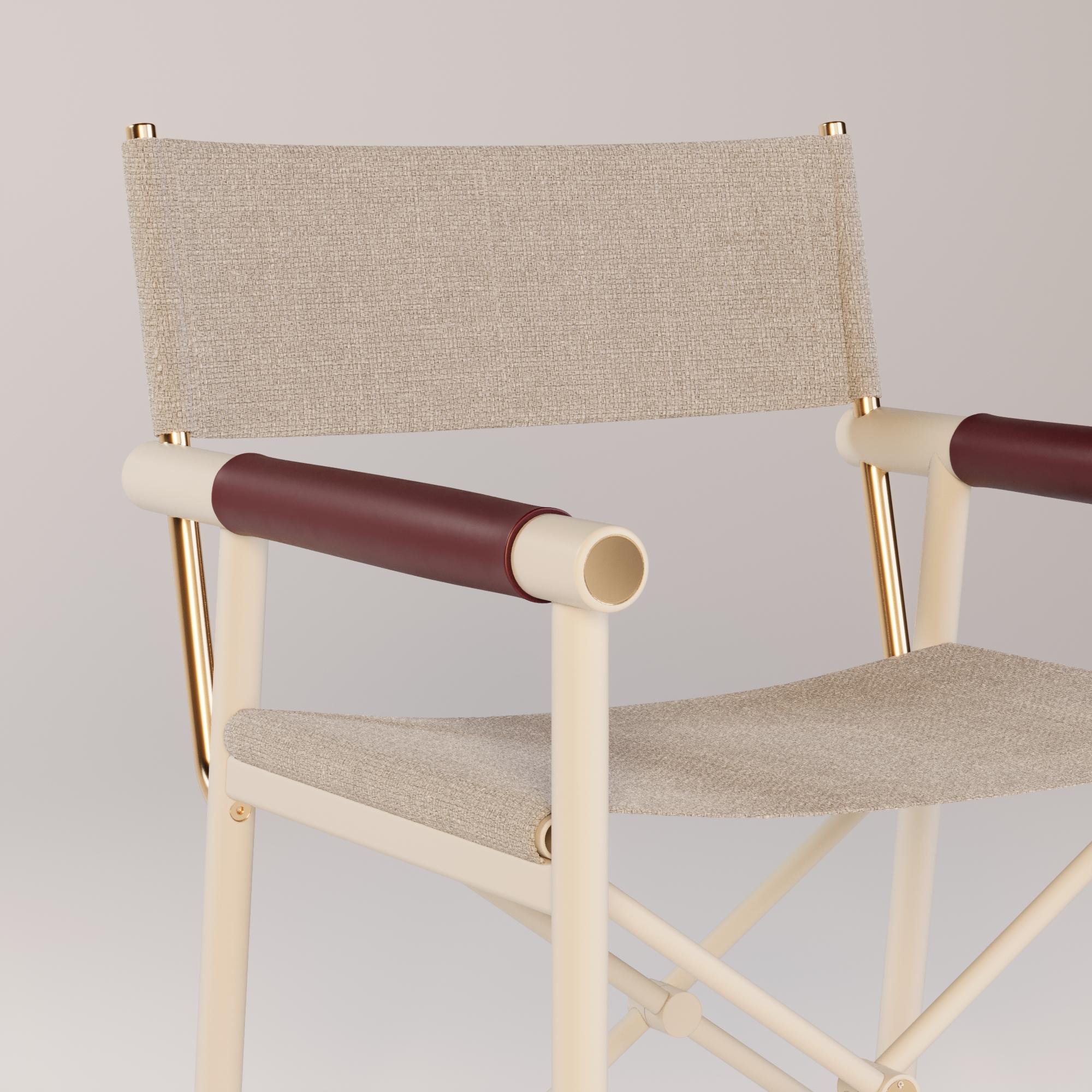 Silla de director moderna para exteriores con detalles de cuero Moderno en venta